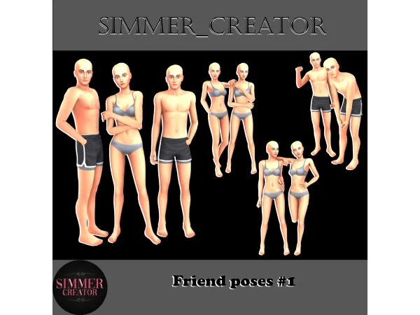 Mix Friend poses 1 by Meow_creator - The Sims 4 Custom Content