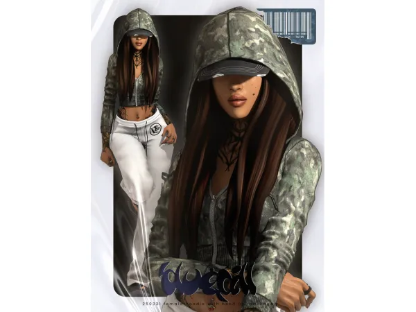 250331 female hoodie with hood up by bluefeelingblue
