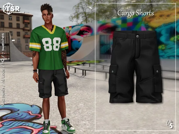 Alpha Street Set Cargo Shorts by wisteriasims - The Sims 4 Custom Content