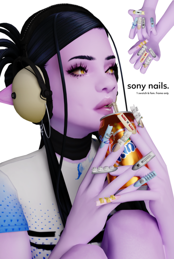 Mix sony nails by simsfinds - The Sims 4 Custom Content