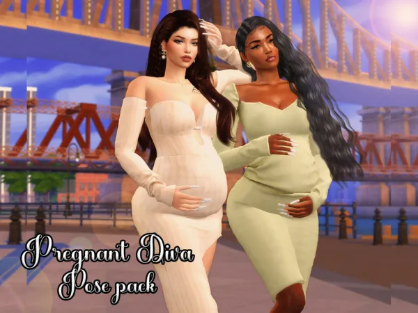 Mix Pregnant Diva Pose pack by WisteriaSims - The Sims 4 Custom Content