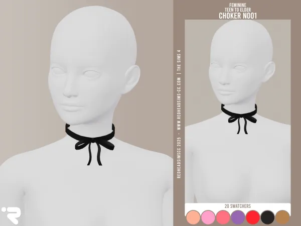 Alpha AF CHOKER N001 by redheadsims - The Sims 4 Custom Content