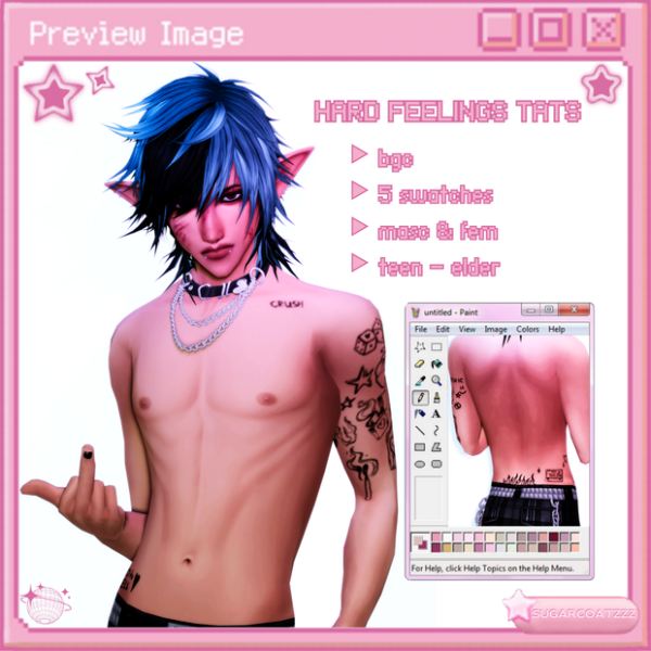 Mix hard feelings tats by simsfinds - The Sims 4 Custom Content