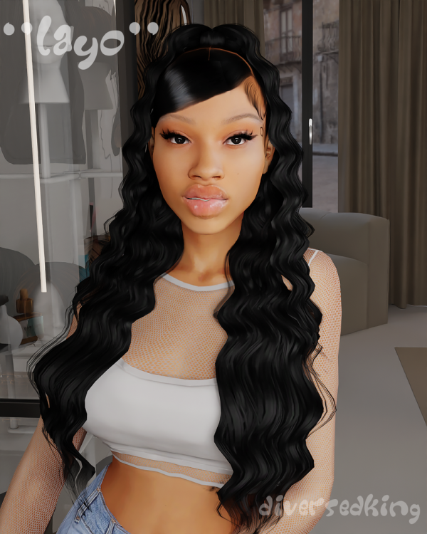Alpha DKOMOLAYO CURLY HALF UP HALF DOWN by simsfinds - The Sims 4 Custom Content