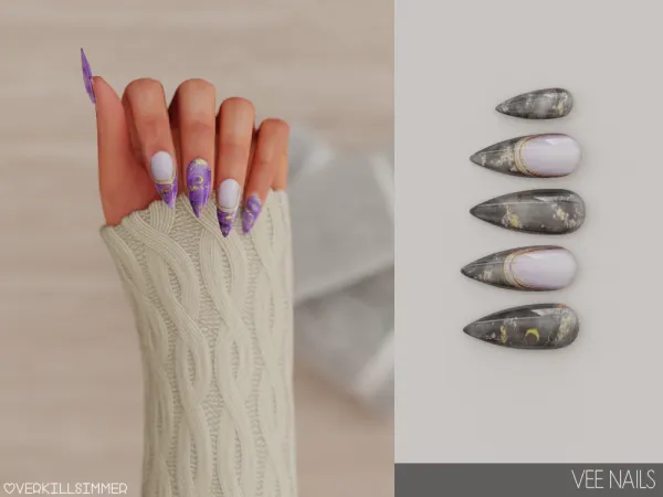 Alpha Vee nails by overkillsimmer - The Sims 4 Custom Content