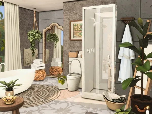 Maxis Match Boho Bathroom - The Sims 4 Custom Content