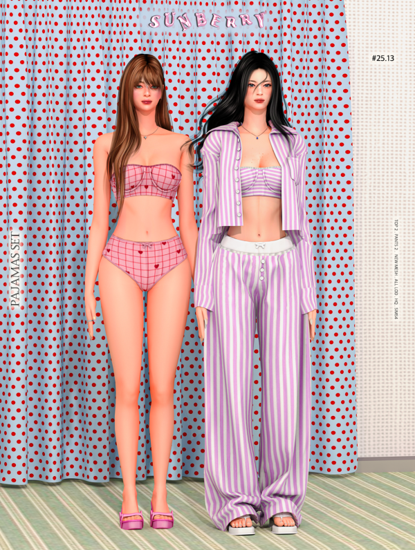 Alpha [SUNBERRY] 2513 Pajamas by simsfinds - The Sims 4 Custom Content