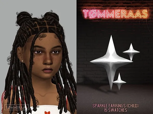 Mix Tu00d8MMERAAS Sparkle Earrings for Children (92) - The Sims 4 Custom Content