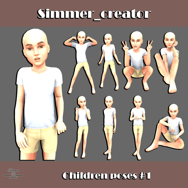 Mix Children poses 1 by simmer_creator - The Sims 4 Custom Content
