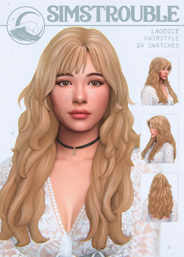 Maxis Match Laodice Hairstyle (2 Versions) by simsfinds - The Sims 4 Custom Content