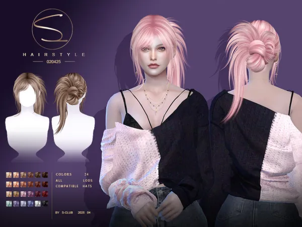 Alpha S CLUB_020425_K pop updo hairstyle - The Sims 4 Custom Content