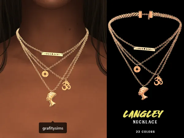 Alpha Langley Necklace by grafity-cc - The Sims 4 Custom Content