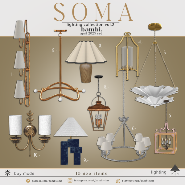 Alpha soma lights collection volume II by bambisims - The Sims 4 Custom Content