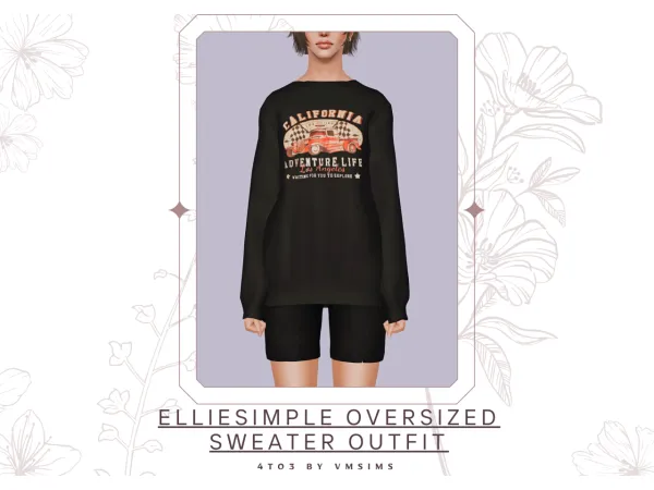 4to3 Elliesimple Oversized Sweater Outfit by VMSims - The Sims 3 Custom Content
