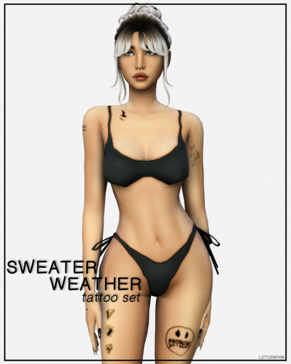 Mix Sweater Weather Tattoo Set by lotuswhimcc - The Sims 4 Custom Content