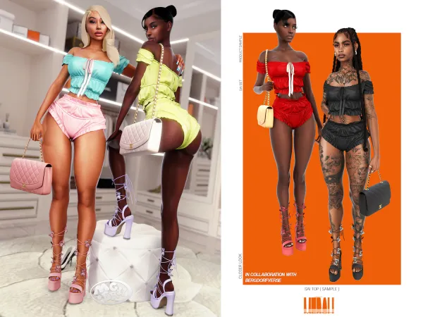 Alpha merch sai top (sample) - The Sims 4 Custom Content