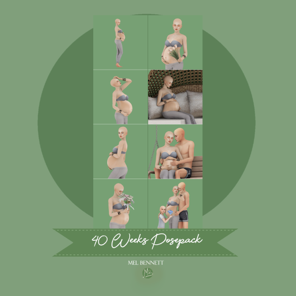 Mix 40 Weeks Posepack by melbennett - The Sims 4 Custom Content