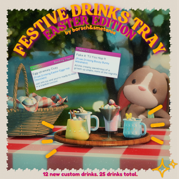 Maxis Match FESTIVE DRINKS TRAY EASTER EDITION by simsfinds - The Sims 4 Custom Content