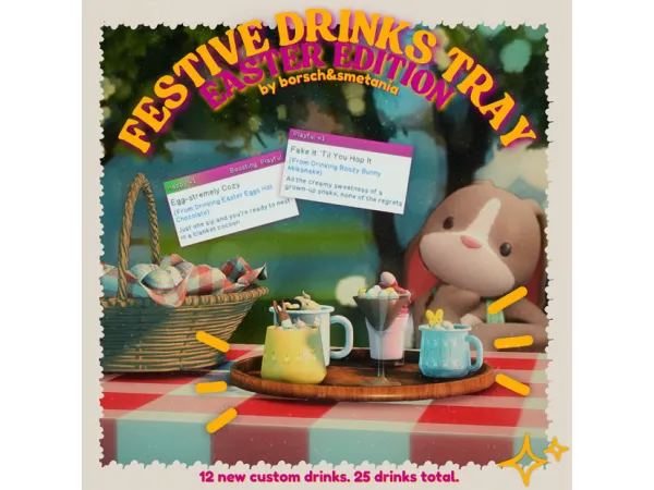 Maxis Match FESTIVE DRINKS TRAY EASTER EDITION by borschandsmetania - The Sims 4 Custom Content