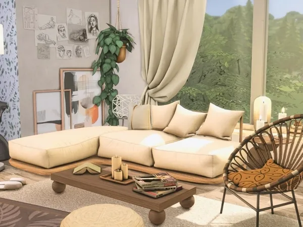 Maxis Match Stone Living Room by wrzosowemarzenia - The Sims 4 Custom Content