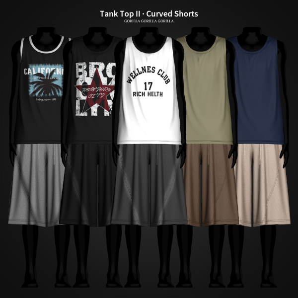 Alpha Tank Top II Curved Shorts by simsfinds - The Sims 4 Custom Content