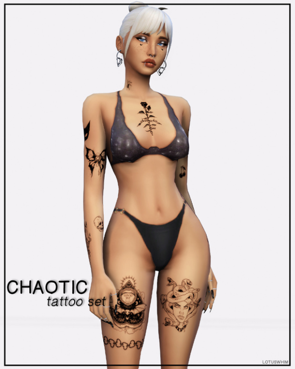 Mix Chaotic Tattoo Set by lotuswhimcc - The Sims 4 Custom Content