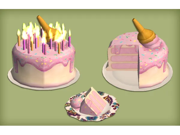Ice Cream Birthday Cake by simsfinds - The Sims 2 Custom Content