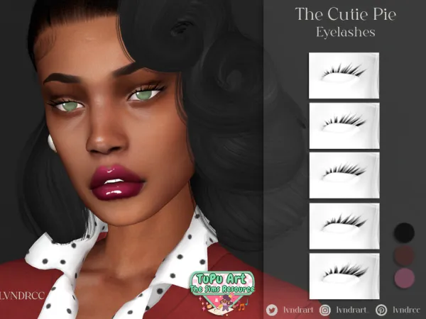 Mix (TuPu Art Collab) The Cutie Pie Eyelashes by LVNDRCC - The Sims 4 Custom Content