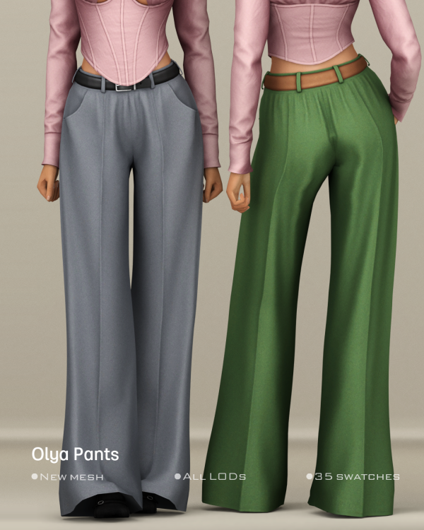 Alpha [Belaloallure] Olya pants by simsfinds - The Sims 4 Custom Content