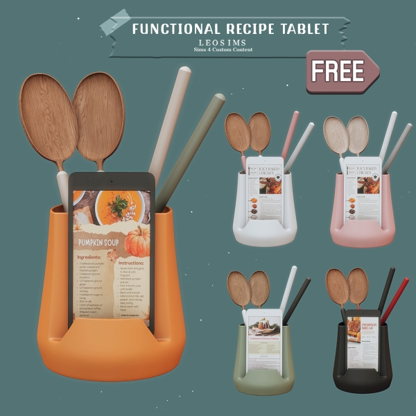 Mix Functional Recipe Tablet by leosims4cc - The Sims 4 Custom Content