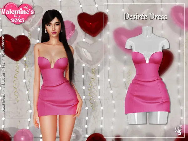 Alpha Desiree Dress by wisteriasims - The Sims 4 Custom Content