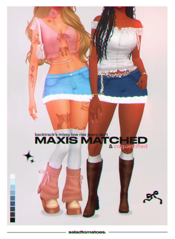 Maxis Match backtrack's missy low rise jeans skirt Maxis Matched by simsfinds - The Sims 4 Custom Content