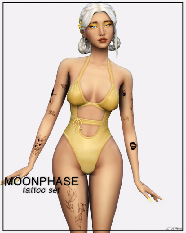 Mix Moonphase Tattoo Set by lotuswhimcc - The Sims 4 Custom Content