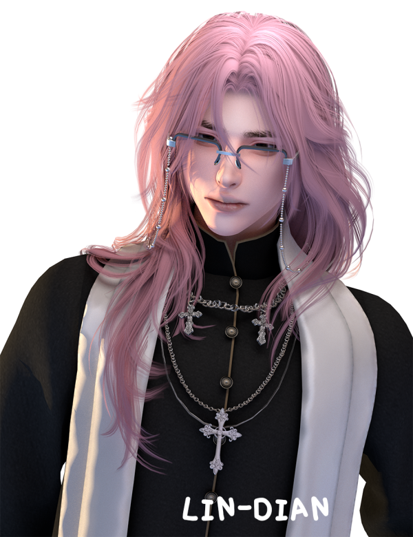 Maxis Match LIN DIAN Lensless glasses with chain by simsfinds - The Sims 4 Custom Content