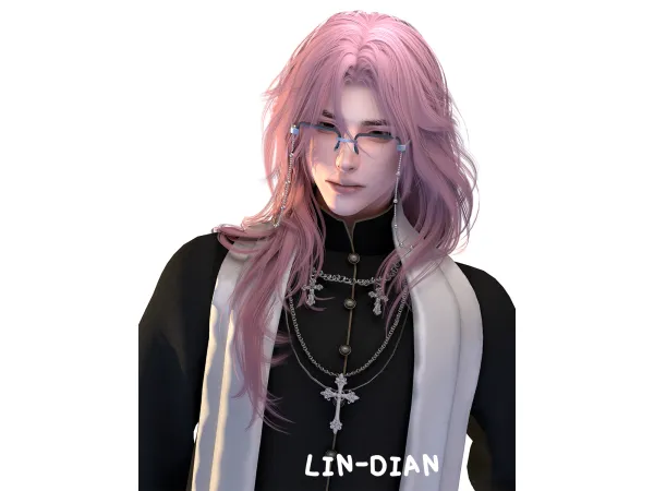 Maxis Match LIN DIAN Lensless glasses with chain - The Sims 4 Custom Content