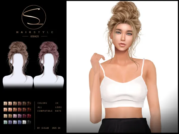 Alpha S Club_050425_Updo hairstyle - The Sims 4 Custom Content
