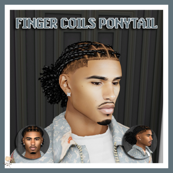 Alpha FINGER COILS PONYTAIL by simsfinds - The Sims 4 Custom Content