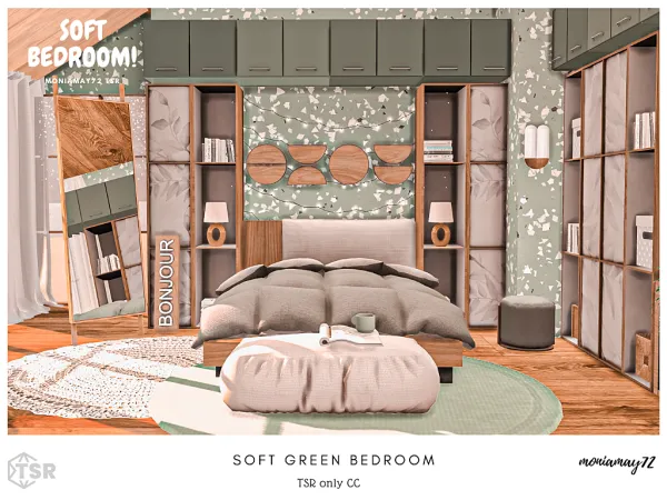 Mix Soft Green Bedroom - The Sims 4 Custom Content
