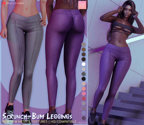 Mix PEACH Scrunch bum Leggings by simsfinds - The Sims 4 Custom Content