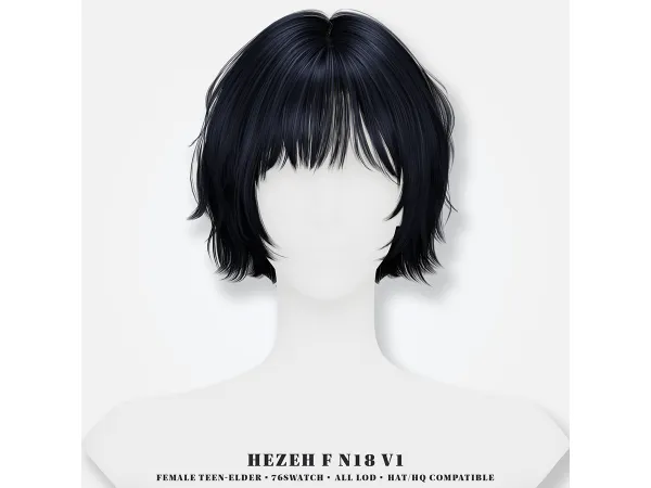 Alpha [Hezeh]FHair_No18 V1 - The Sims 4 Custom Content