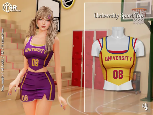 Alpha University Sport Top by wisteriasims - The Sims 4 Custom Content