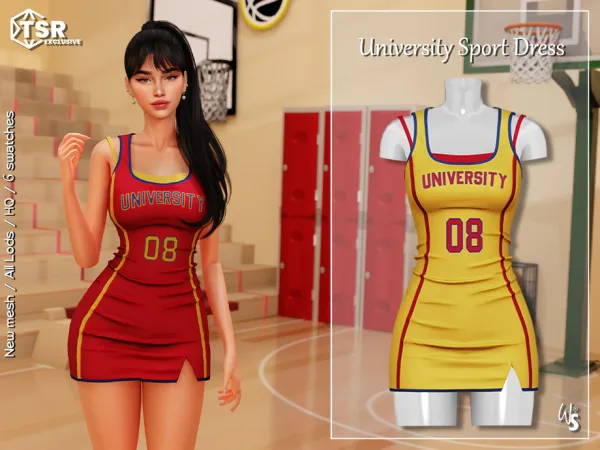 Alpha University Sport Dress by wisteriasims - The Sims 4 Custom Content
