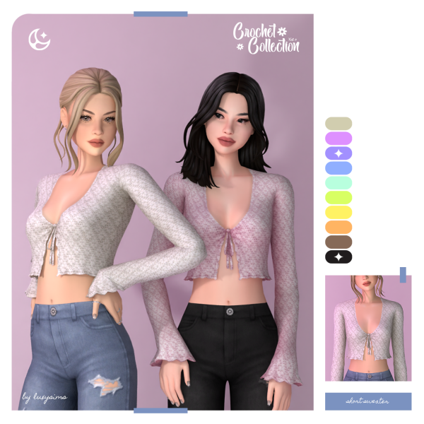 Maxis Match Short Sweater Crochet Collection III by luxysims - The Sims 4 custom content
