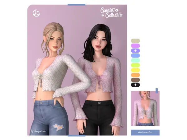 Maxis Match Short Sweater Crochet Collection III - The Sims 4 Custom Content