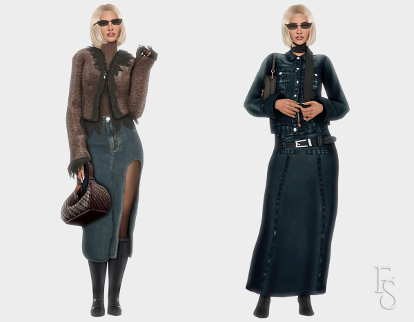 Alpha styling denim skirts lookbook 2 by simsfinds - The Sims 4 Custom Content