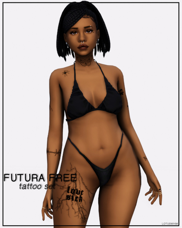 Mix Futura Free Tattoo Set by lotuswhimcc - The Sims 4 Custom Content