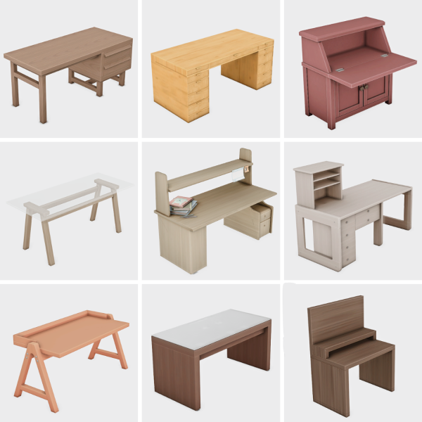 Maxis Match all the desk I have downloaded sims 4 finds by simsfinds - The Sims 4 Custom Content