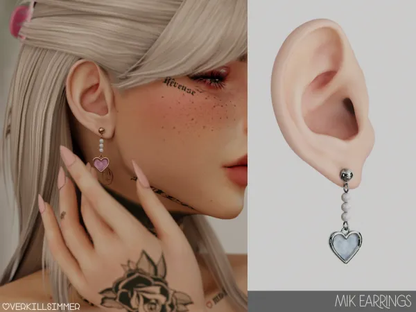 Alpha Mik earrings by overkillsimmer - The Sims 4 Custom Content