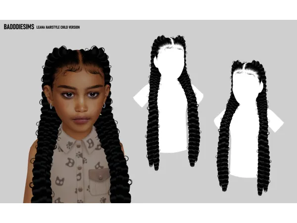Alpha BADDDIESIMS LEANA HAIRSTYLE CHILD VERSION by simsfinds - The Sims 4 Custom Content