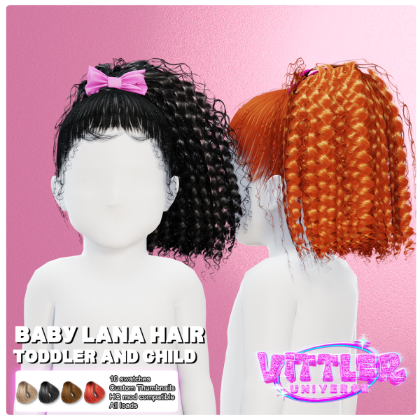 Alpha Baby Lana Curly Toddler Child Hair by simsfinds - The Sims 4 Custom Content